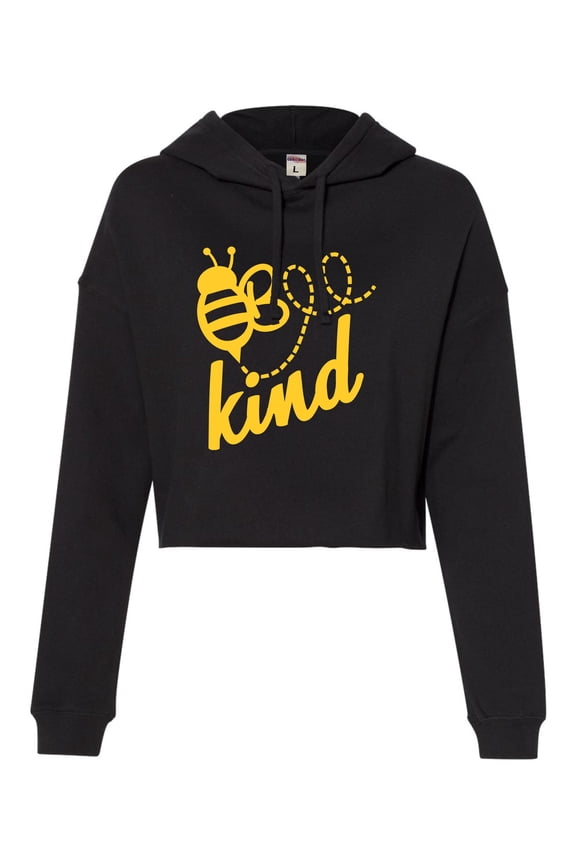 Womens Bee Kind Cropped Hooded Sweatshirt