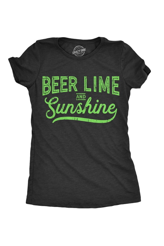 Womens Beer Lime and Sunshine T Shirt Funny Summer BBQ Tee for Ladies Womens Graphic Tees