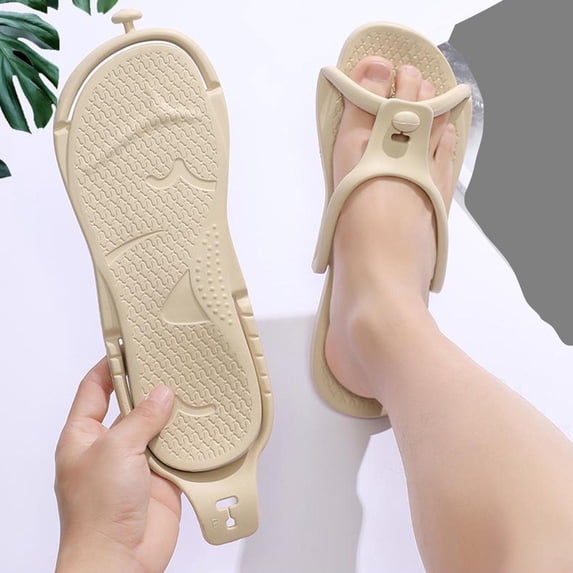 Womens Beige EVA Slides Sandals Non-Slip Adjustable Strap Lightweight Quick-Drying Beach Shower Shoes,Size 41-42