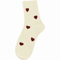 thumbnail image 1 of VONCOS Womens Beige Heart Crew Socks - Comfortable Cute Everyday Casual Socks, Ribbed Cuff, One Size Fits Most, 1 of 4
