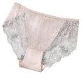 thumbnail image 1 of Womens Beige Lace Underwear Mid Rise Briefs, Floral Stretch Panties for Everyday Comfort, 95% Polyester 5% Spandex, 1-Pack,Size M, 1 of 3