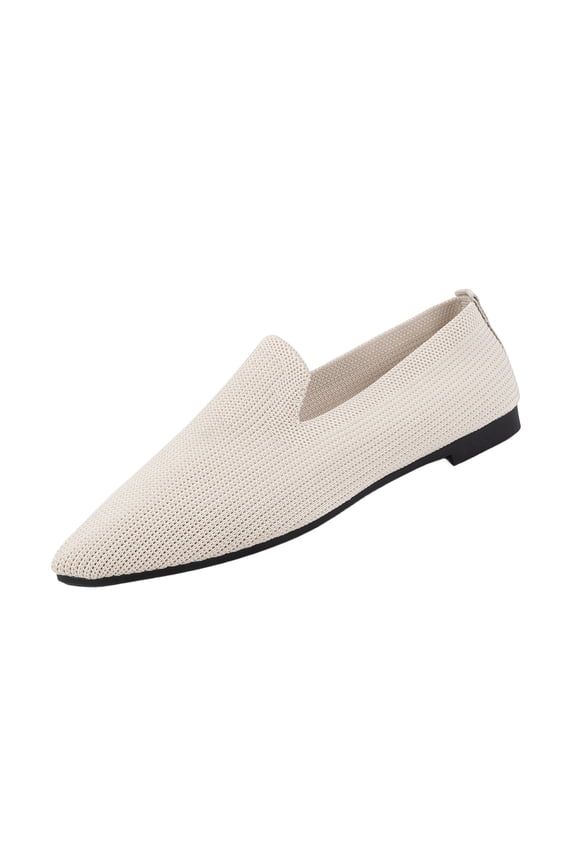 Womens Beige Mesh Pointed Toe Slip-On Loafers Breathable Casual Flats Comfortable Work Shoes,Size 6