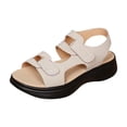 thumbnail image 1 of Womens Beige Platform Wedge Sandals Comfortable Cushioned Walking Shoes with Adjustable Straps Open Toe Casual Summer,Size 8.5, 1 of 9