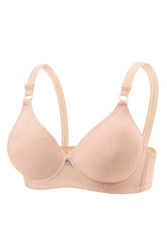 Womens Beige T-Shirt Bra Wireless Comfort Bra Everyday Seamless Lightly Padded Molded Cup,Size XL