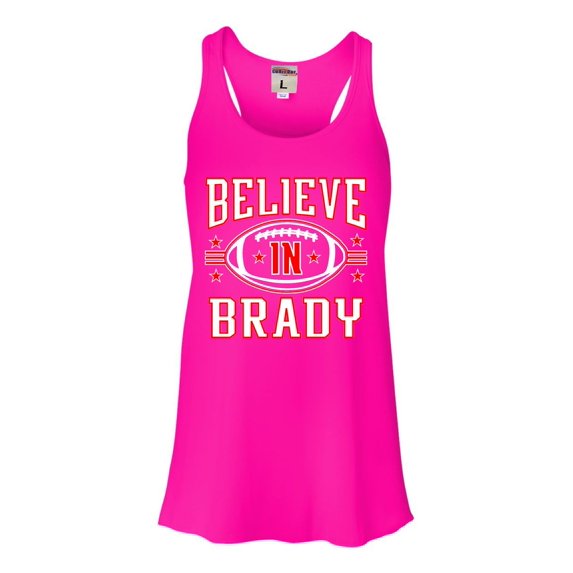Womens Believe In Brady Football Flowy Racerback Tank Top T-Shirt