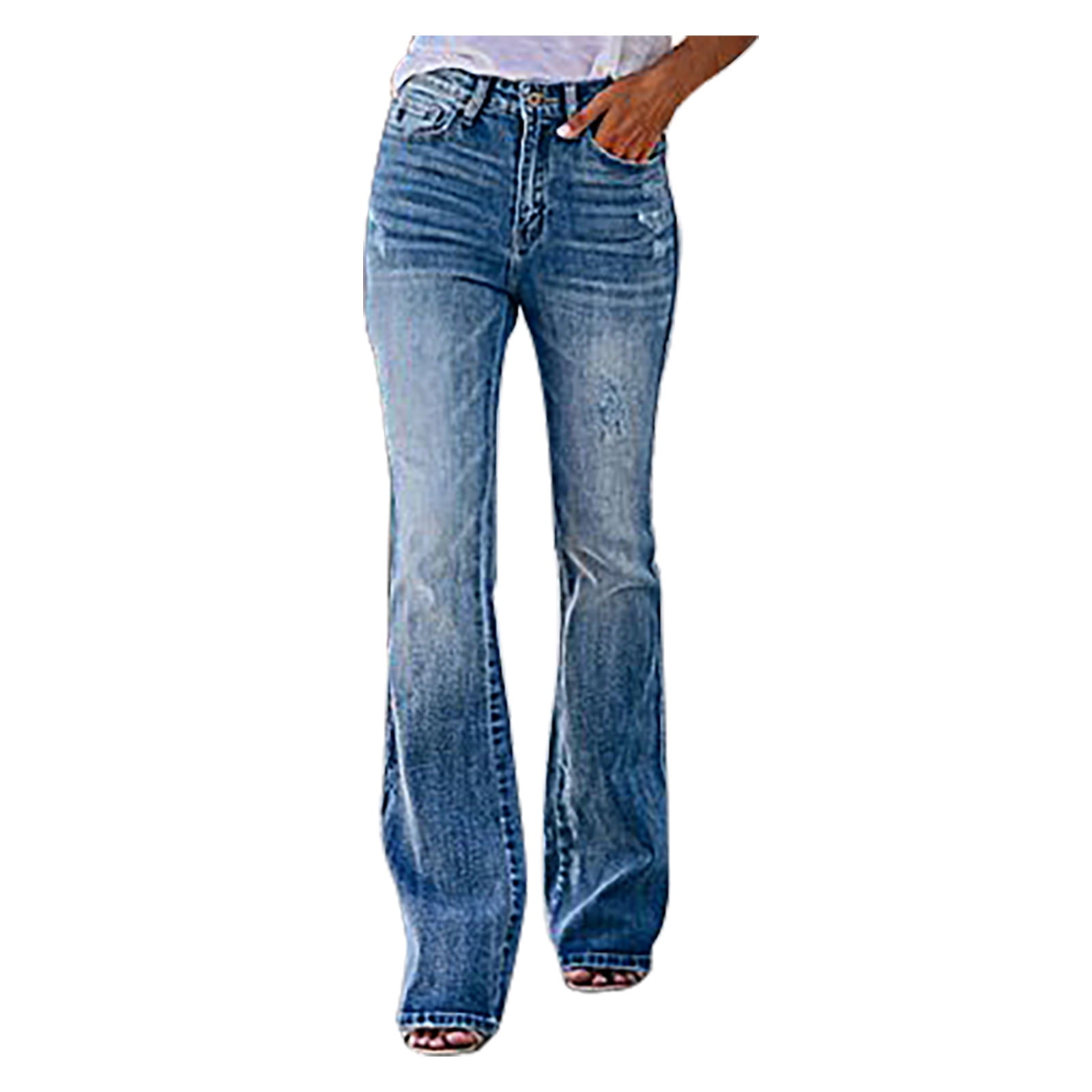 Women's Flare Denim Pants - Mid Rise Bell Bottom Jeans With Stretch Fit | Slimming Wide Leg Flare For Casual Wear - View #9