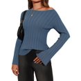 thumbnail image 1 of Womens Bell Long Sleeve Tops Going Out Knitted Pullover Sweater 2025 Fall Fashion Lightweight Winter Shirts, 1 of 6