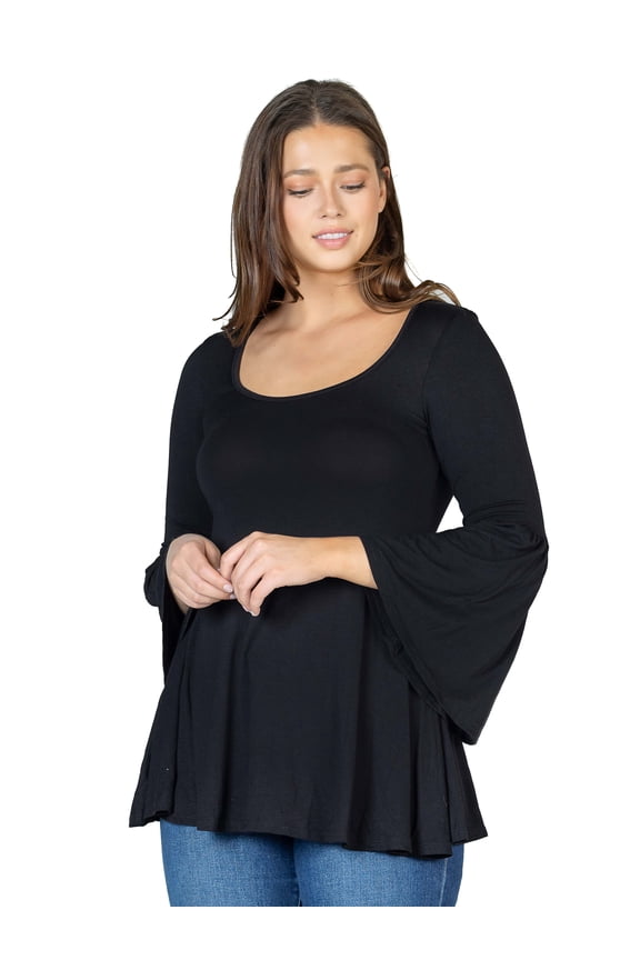 Womens Bell Sleeve Flared Tunic Top
