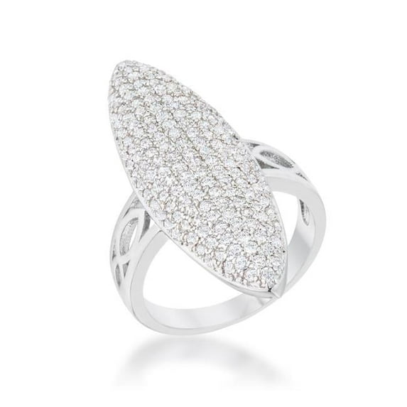 Womens Bella 2.3 CT Cubic Zirconia Rhodium Contemporary Cocktail Ring - Size 7