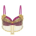 thumbnail image 1 of Womens Belly Dance Tops Party Clubwear Beaded Tassels Bra Halloween Performance Costumes, 1 of 7