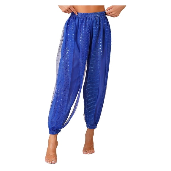 Womens Belly Dancewear Chiffon Harem Pants Bellydance See-Though Bloomers Halloween Lantern Pants Loose Trousers