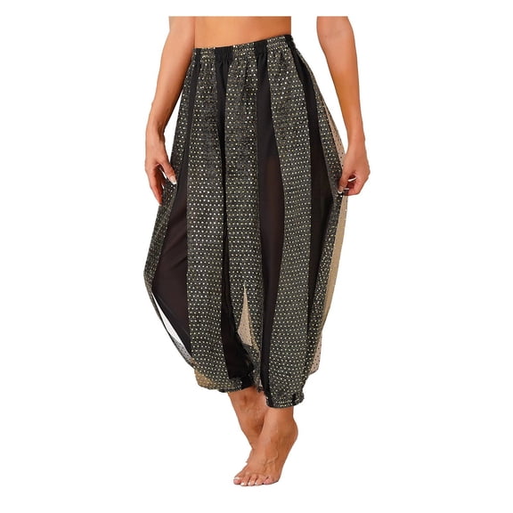 Womens Belly Dancewear Chiffon Harem Pants Bellydance See-Though Bloomers Halloween Lantern Pants Loose Trousers