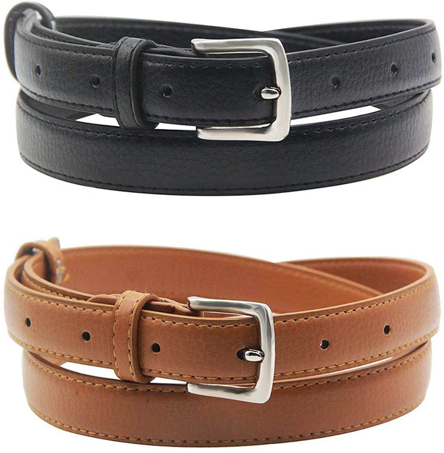 Womens Belt Skinny Leather Solid Color Pin Buckle Simple  display picture 1