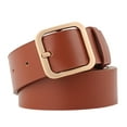 thumbnail image 1 of Womens Belt Square Buckle Fashion Leather Belts for Jeans Dresses Fashion Gold Buckle Ladies Belt Khaki, 1 of 1