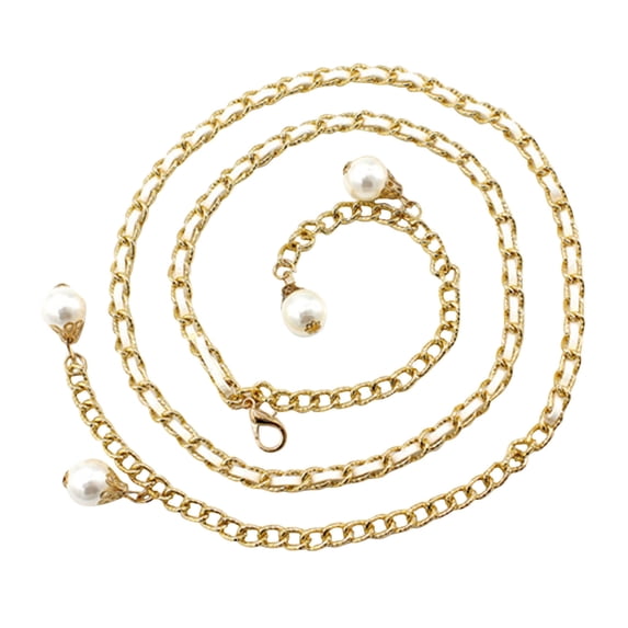 Womens Belts Elegant Decorative Waist Chain Layering Adjustable Assortment Pearl Metal Bead Multi-Design for Daily and Event Outfits