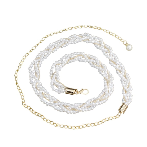 Womens Belts Elegant Decorative Waist Chain Layering Adjustable Assortment Pearl Metal Bead Multi-Design for Daily and Event Outfits