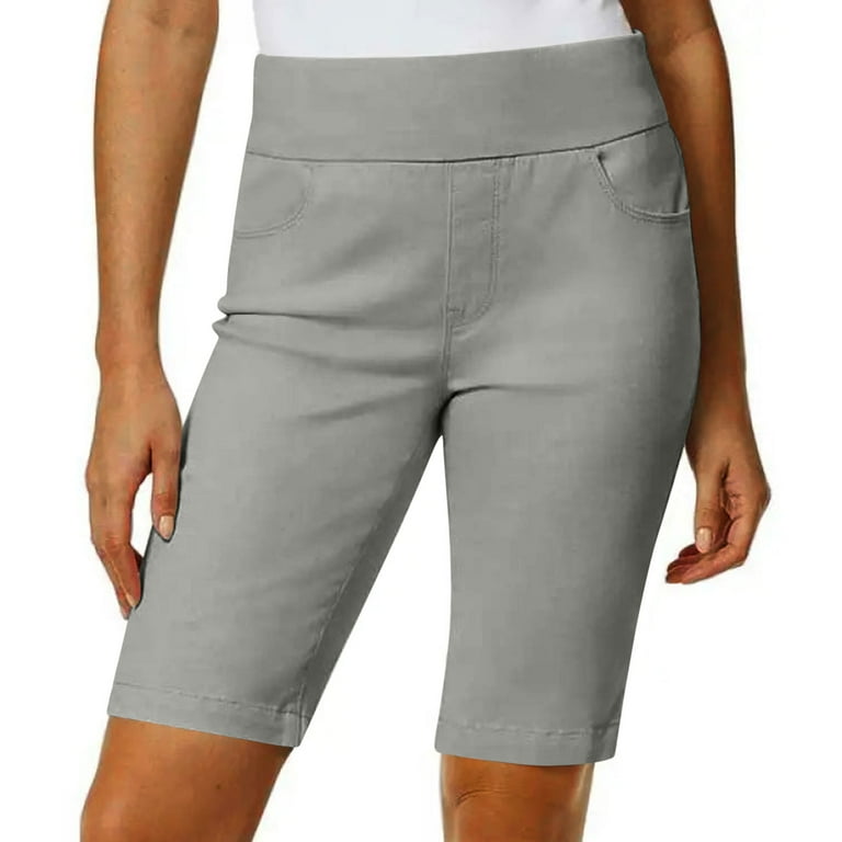Womens Bermuda Long Shorts High Waist Stretch Knee Length Shorts