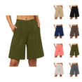 thumbnail image 1 of Womens Bermuda Shorts Casual High Waist Pockets Loose Fit Lightweight Knee Length Bermuda Long Shorts for Women, 1 of 5