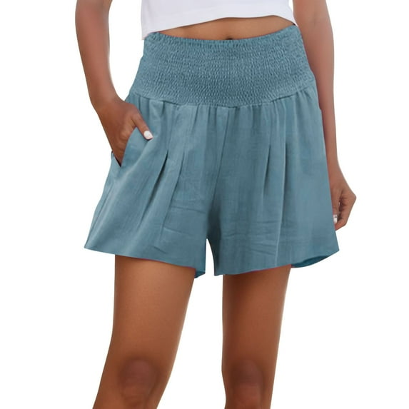 Womens Bermuda Shorts Casual Summer Smocked Elastic Waist Comfy Detail Beach Beach Vacation Trendy 2025 M-3XL