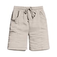 thumbnail image 1 of Womens Bermuda Shorts Casual Textured Drawstring Shorts Elastic Waist Loose Fit Summer Comfy Shorts with Pockets, 1 of 5