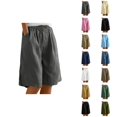 thumbnail image 1 of Womens Bermuda Shorts Cotton Elastic High Waist Pockets Wide Leg Breathable Knee Length Bermuda Long Shorts for Women, 1 of 6