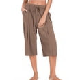 thumbnail image 1 of Womens Bermuda Shorts Cotton Linen Knee Length Elastic Waist Drawstring Capris Casual Summer Beach Shorts 2026,Coffee,L, 1 of 8