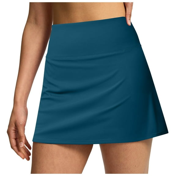 Womens Bermuda Shorts Double Layered Pleats Tennis Skirts High Waisted Skirt Workout Athletic Skort Summer Sports Skirts Casual Summer Jean Shorts with Pockets S-2XL
