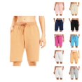 thumbnail image 1 of Womens Bermuda Shorts Elastic High Waist Drawstring Pockets Breathable Knee Length Bermuda Long Shorts for Women, 1 of 8