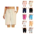 thumbnail image 1 of Womens Bermuda Shorts Elastic High Waist Drawstring Pockets Breathable Knee Length Bermuda Long Shorts for Women, 1 of 8