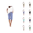 thumbnail image 1 of Womens Bermuda Shorts Elastic High Waist Pockets Straight Leg Lightweight Knee Length Bermuda Long Shorts for Women, 1 of 6