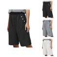 thumbnail image 1 of Womens Bermuda Shorts Elastic Waist Pockets Loose Fit Wide Leg Breathable Knee Length Bermuda Long Shorts for Women, 1 of 8