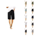 thumbnail image 1 of Womens Bermuda Shorts Elastic Waistband Drawstring Pockets Cotton Breathable Knee Length Bermuda Long Shorts for Women, 1 of 7