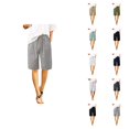 thumbnail image 1 of Womens Bermuda Shorts Elastic Waistband Drawstring Pockets Cotton Breathable Knee Length Bermuda Long Shorts for Women, 1 of 7