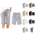 thumbnail image 1 of Womens Bermuda Shorts Elastic Waistband Drawstring Pockets Lightweight Knee Length Bermuda Long Shorts for Women, 1 of 8