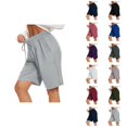 thumbnail image 1 of Womens Bermuda Shorts Elastic Waistband with Drawstring Pockets Breathable Knee Length Bermuda Long Shorts for Women, 1 of 6