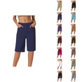 thumbnail image 1 of Womens Bermuda Shorts High Elasticity Straight Leg Loose Fit Smart Casual Knee Length Bermuda Long Shorts for Women, 1 of 6