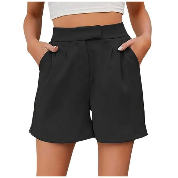 Womens Bermuda Shorts High Waist Suit Summer Elastic Back Comfort Fit Baggy Dressy Casual Womens Jorts with Pockets XS-XL