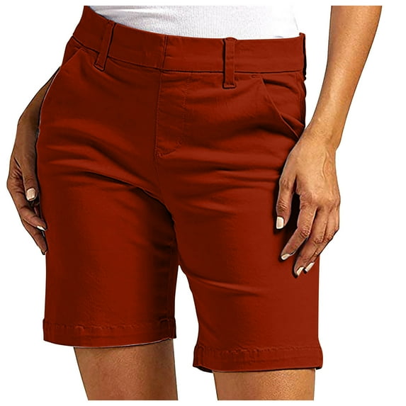Womens Bermuda Shorts Stretch Twill Shorts Regular Fit Hiking Shorts with Pockets Summer Casual Athletic Shorts