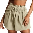 thumbnail image 1 of Womens Bermuda Shorts Womens Linen Casual Shorts, High Waisted Wide Leg Shorts Summer Flowy Beach Drawstring Shorts with Pockets Beige XL, 1 of 6