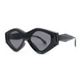 thumbnail image 1 of Womens Beveled Concave Octagonal Thick Plastic Mod Sunglasses All Black, 1 of 4