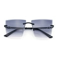 thumbnail image 1 of Womens Beveled Large Square Rectangle Rimless Cat Eye Luxury Sunglasses Black - Smoke, 1 of 8