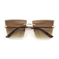 thumbnail image 1 of Womens Beveled Large Square Rectangle Rimless Cat Eye Luxury Sunglasses Gold - Brown, 1 of 8