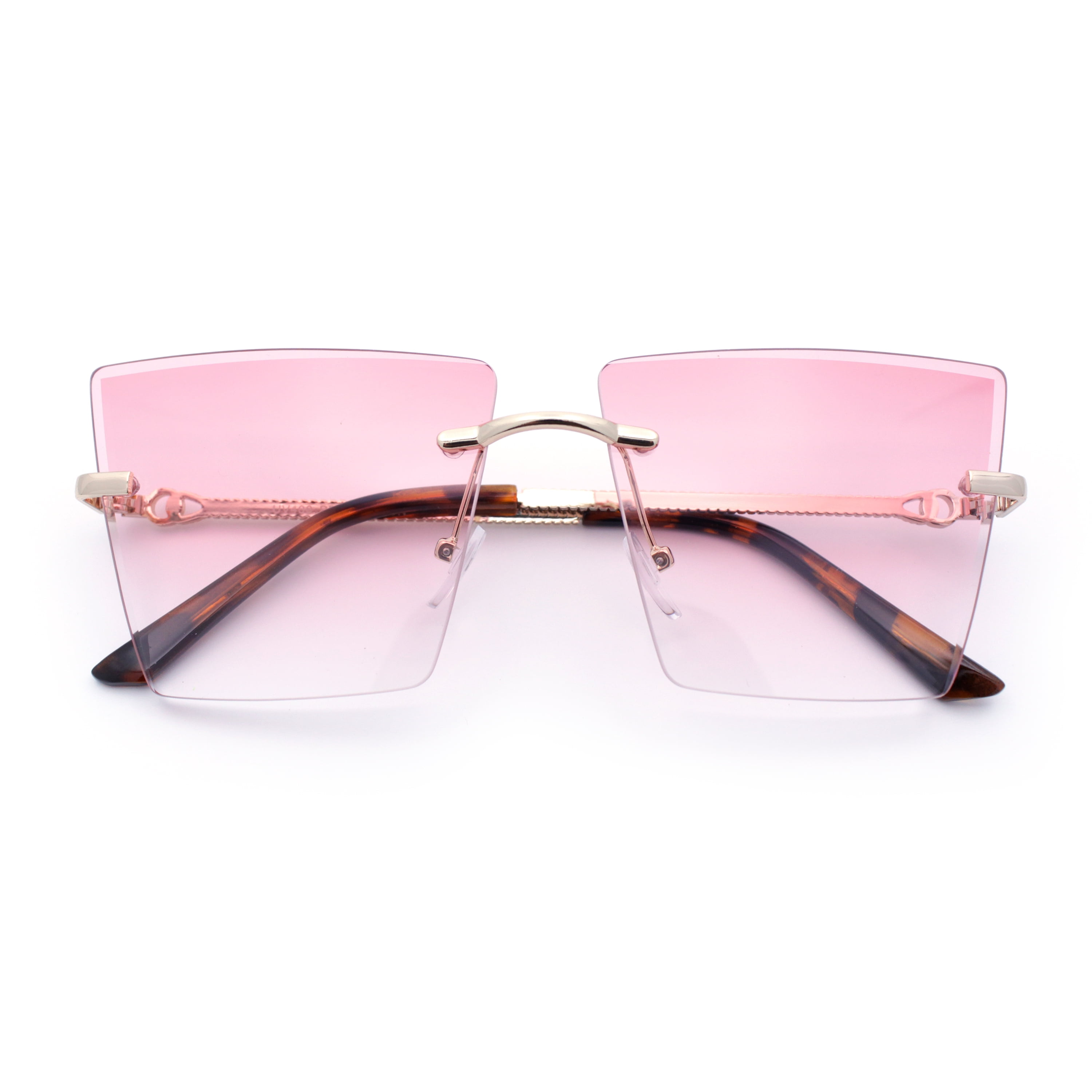 Womens Beveled Large Square Rectangle Rimless Cat Eye Luxury  display picture 3