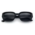 thumbnail image 1 of Womens Beveled Rectangle Mod Hipster Plastic Fashion Sunglasses All Black, 1 of 8
