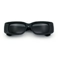 thumbnail image 1 of Womens Beveled Rectangle Mod Thick Plastic Fashion Sunglasses All Black, 1 of 8