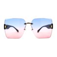 thumbnail image 1 of Womens Beveled Rimless Luxury Fashion Oversize Rectangle Sunglasses Black Gold Blue Red, 1 of 4