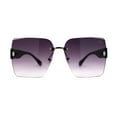 thumbnail image 1 of Womens Beveled Rimless Luxury Fashion Oversize Rectangle Sunglasses Black Silver Smoke, 1 of 4