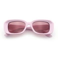 thumbnail image 1 of Womens Beveled Thick Plastic Narrow Rectangle Mod Fashion Sunglasses All Pink, 1 of 8