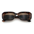 thumbnail image 1 of Womens Beveled Thick Plastic Narrow Rectangle Mod Fashion Sunglasses Tortoise - Brown, 1 of 8