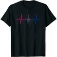 thumbnail image 1 of Womens Bi Pride Lgbt Bisexual Heartbeat T-Shirt Black Large, 1 of 5